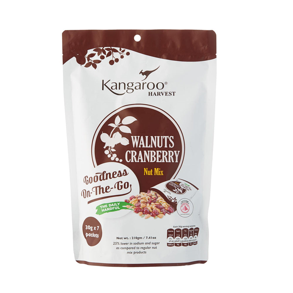 Kangaroo Harvest Nut Mix - Walnuts Cranberry
